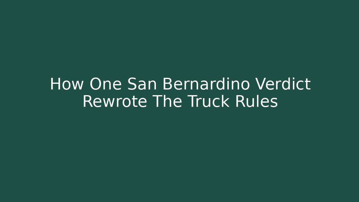 How One San Bernardino Verdict Rewrote The Truck Rules