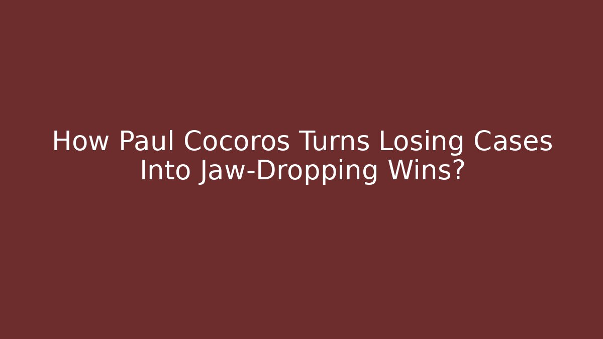 How Paul Cocoros Turns Losing Cases Into Jaw-Dropping Wins?