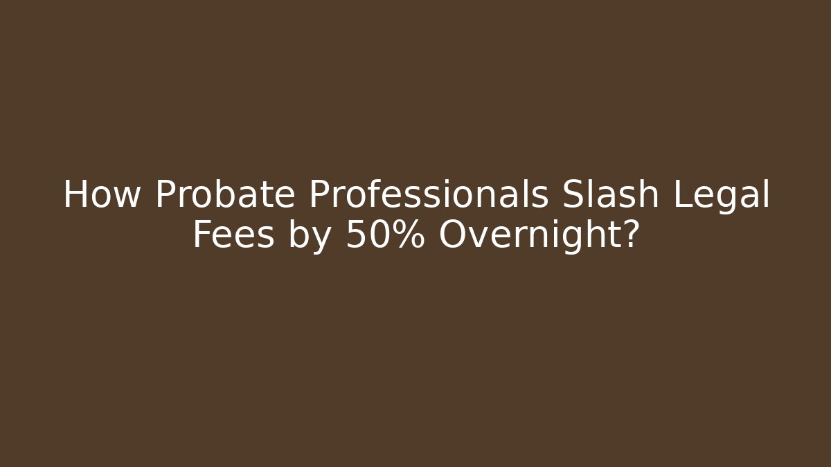 How Probate Professionals Slash Legal Fees by 50% Overnight?