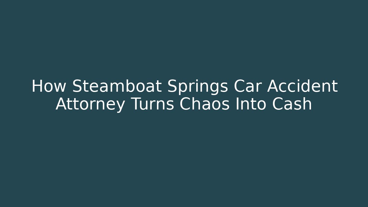 How Steamboat Springs Car Accident Attorney Turns Chaos Into Cash