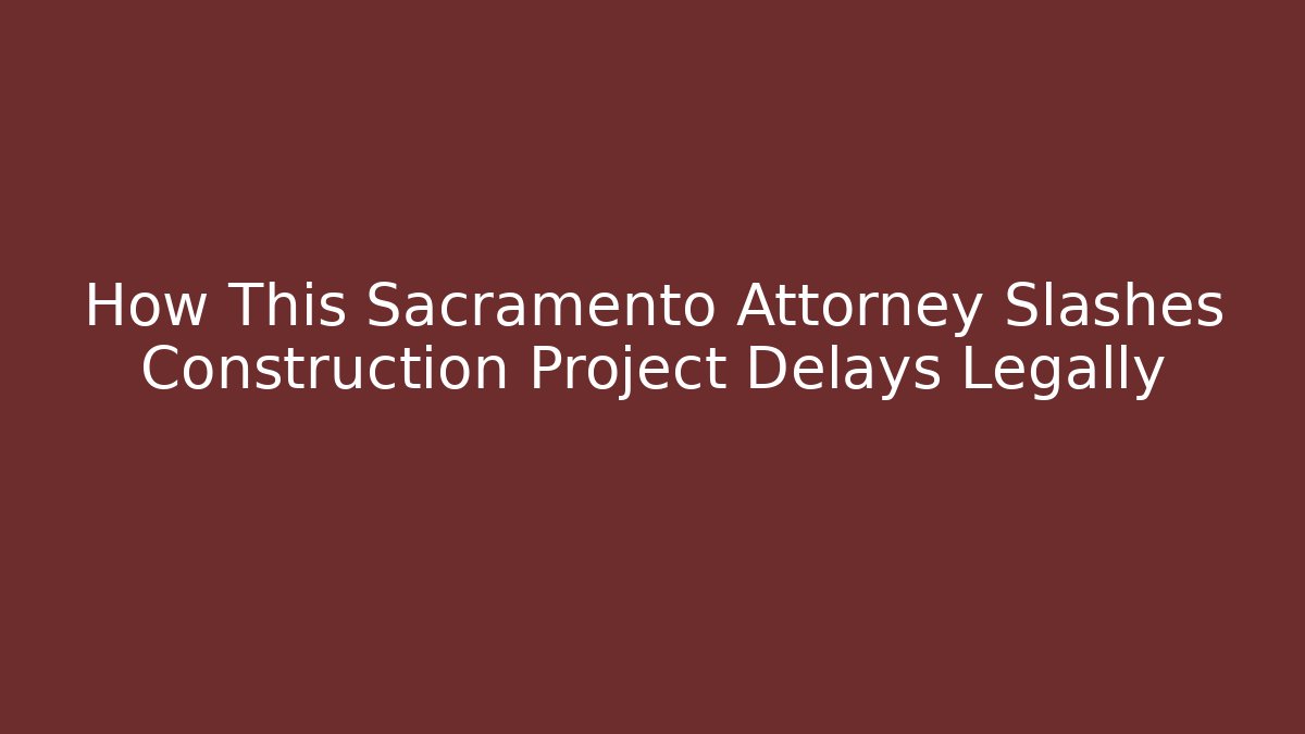 How This Sacramento Attorney Slashes Construction Project Delays Legally