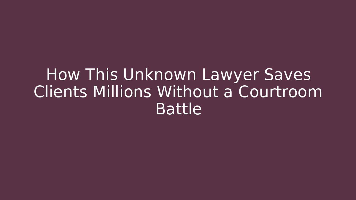 How This Unknown Lawyer Saves Clients Millions Without a Courtroom Battle