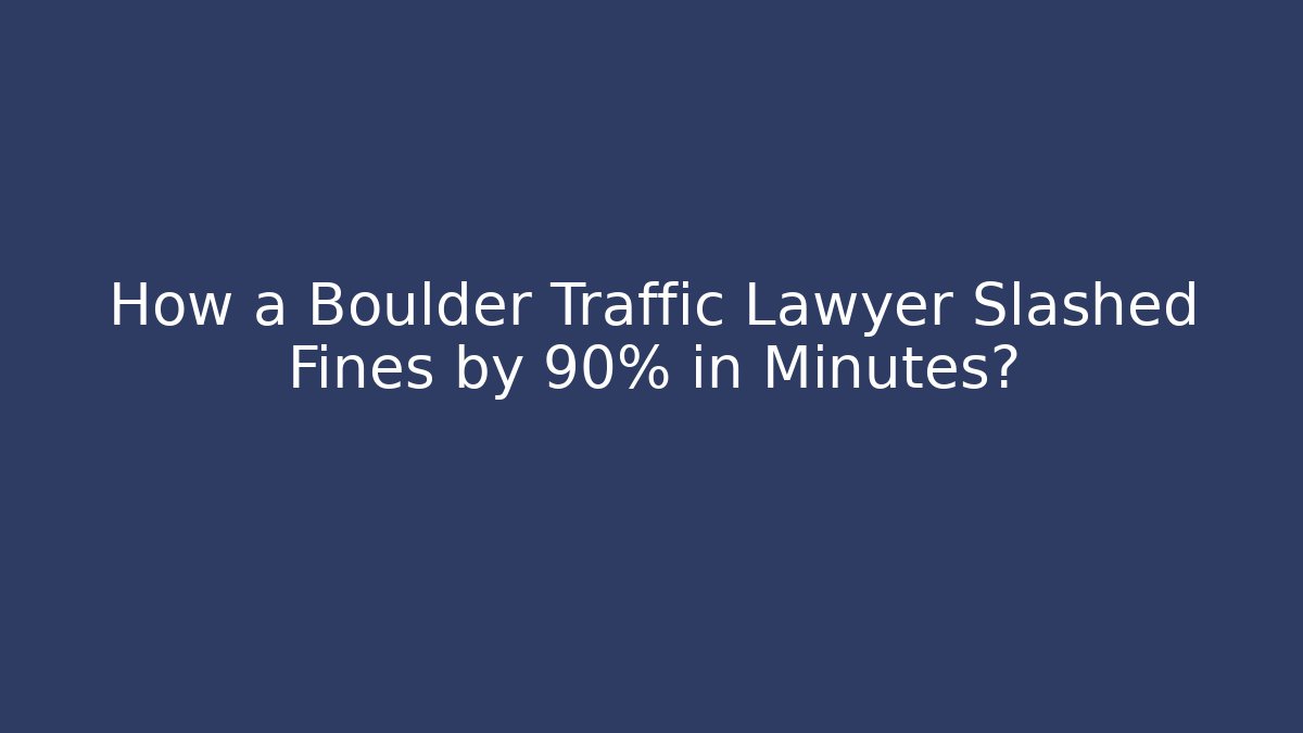 How a Boulder Traffic Lawyer Slashed Fines by 90% in Minutes?