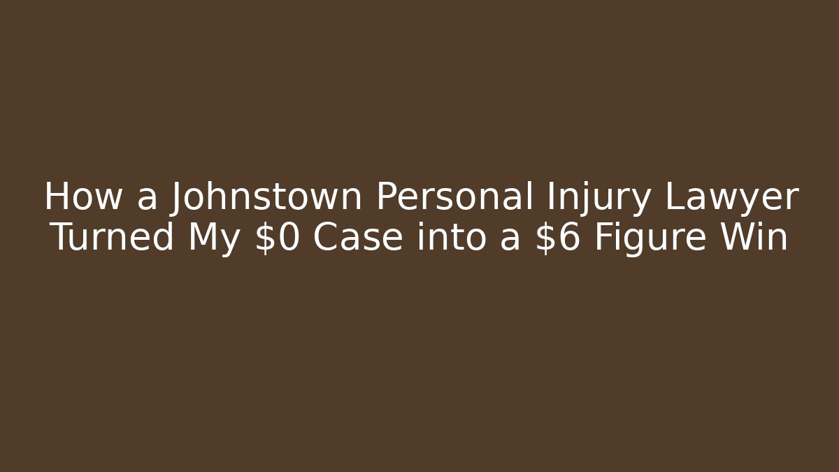 How a Johnstown Personal Injury Lawyer Turned My $0 Case into a $6 Figure Win