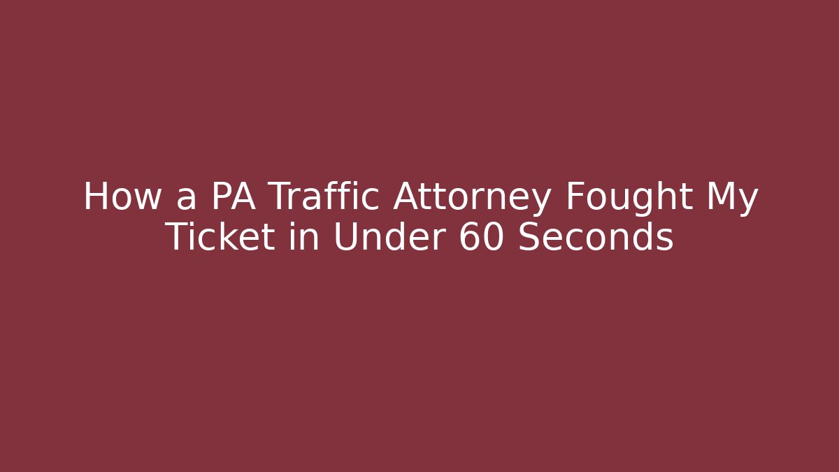 How a PA Traffic Attorney Fought My Ticket in Under 60 Seconds