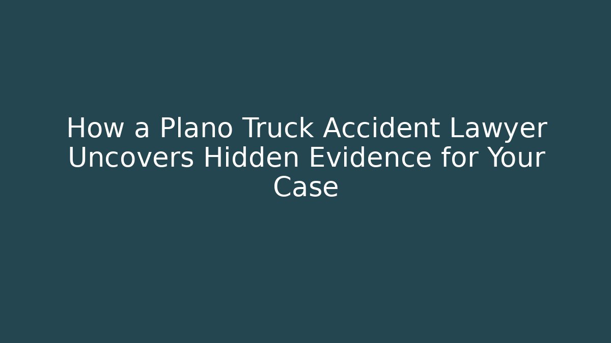 How a Plano Truck Accident Lawyer Uncovers Hidden Evidence for Your Case