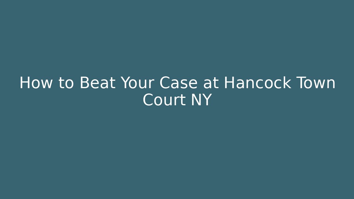 How to Beat Your Case at Hancock Town Court NY