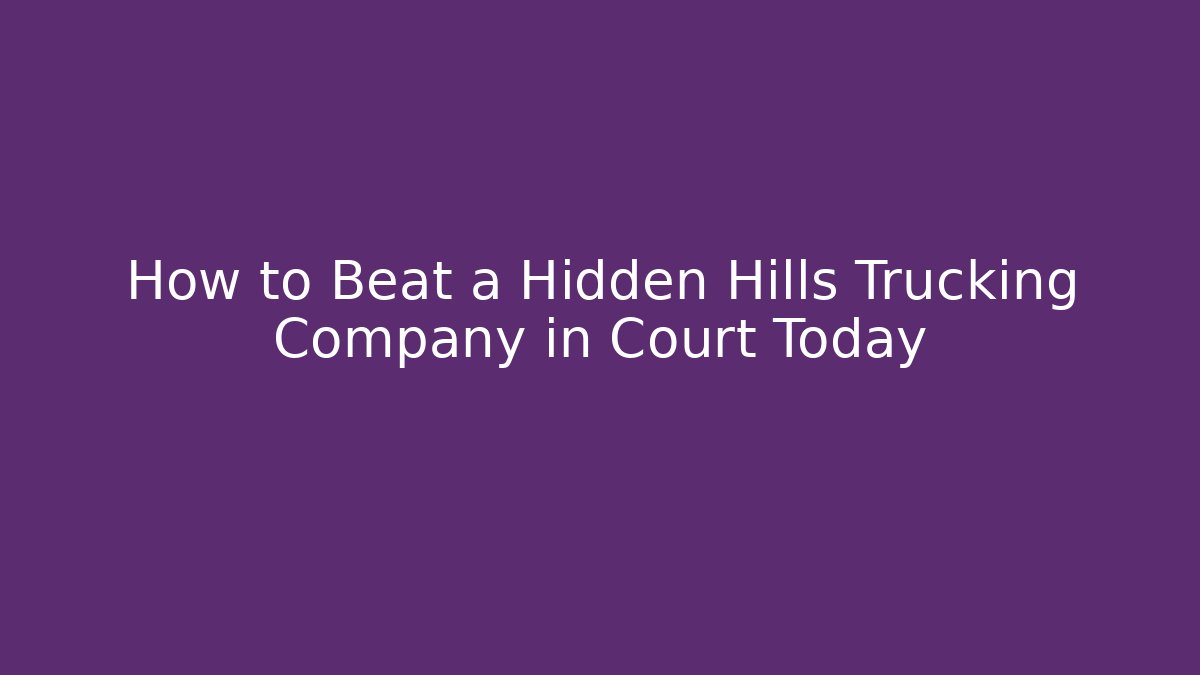 How to Beat a Hidden Hills Trucking Company in Court Today