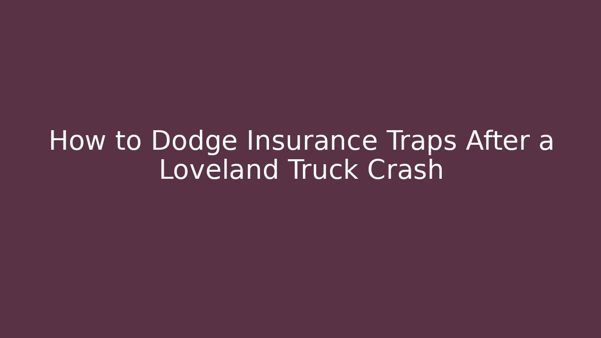 How to Dodge Insurance Traps After a Loveland Truck Crash