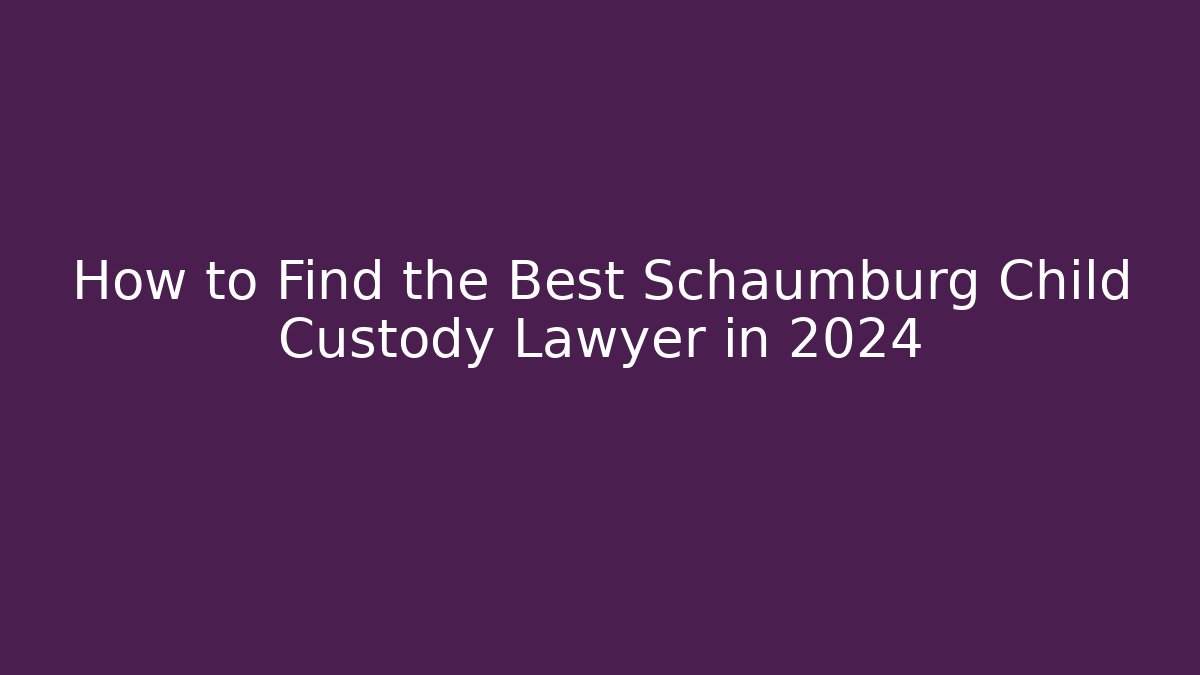 How to Find the Best Schaumburg Child Custody Lawyer in 2024
