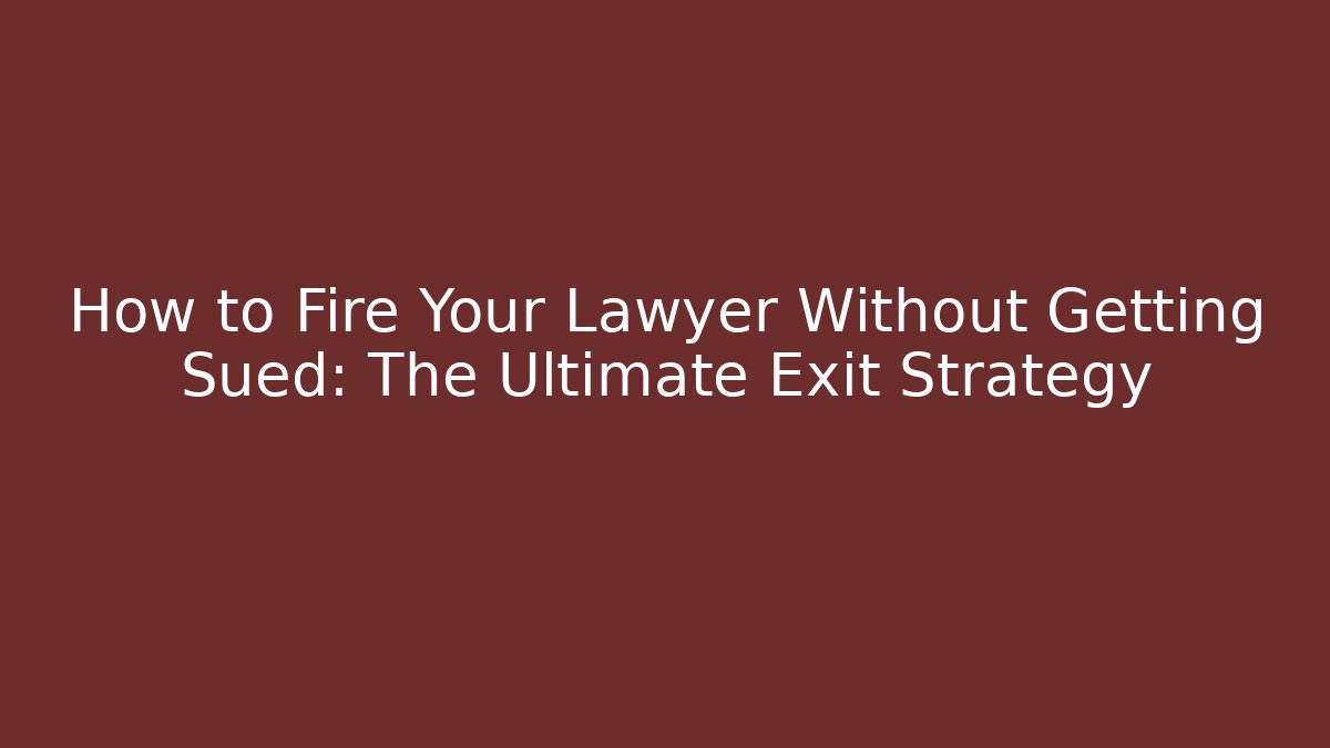 How to Fire Your Lawyer Without Getting Sued: The Ultimate Exit Strategy - WealthxGroup