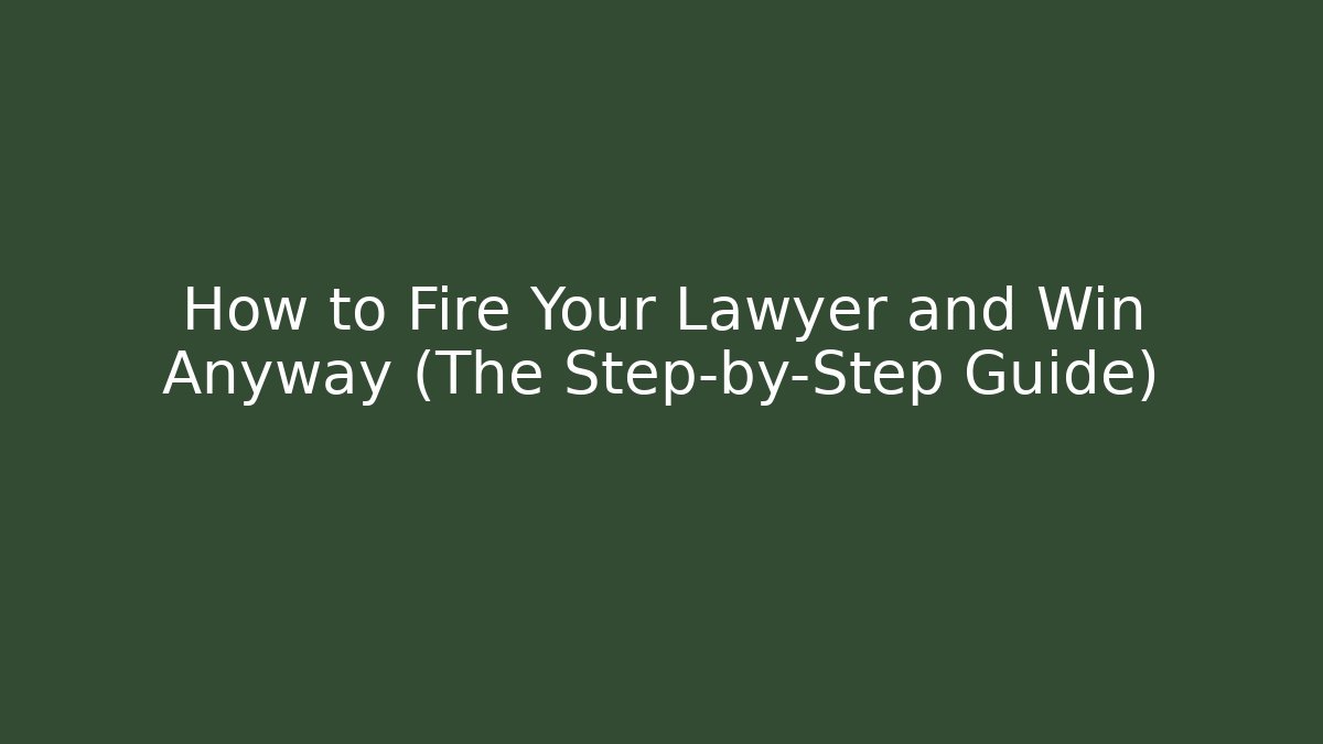 How to Fire Your Lawyer and Win Anyway (The Step-by-Step Guide)