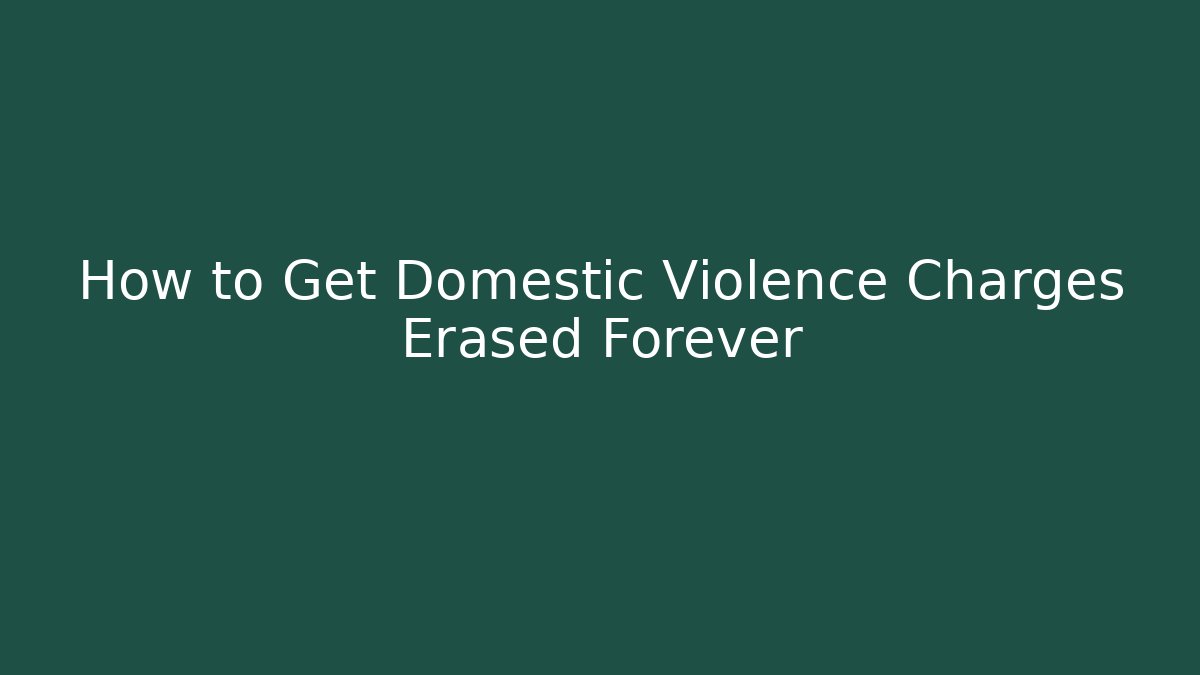 How to Get Domestic Violence Charges Erased Forever