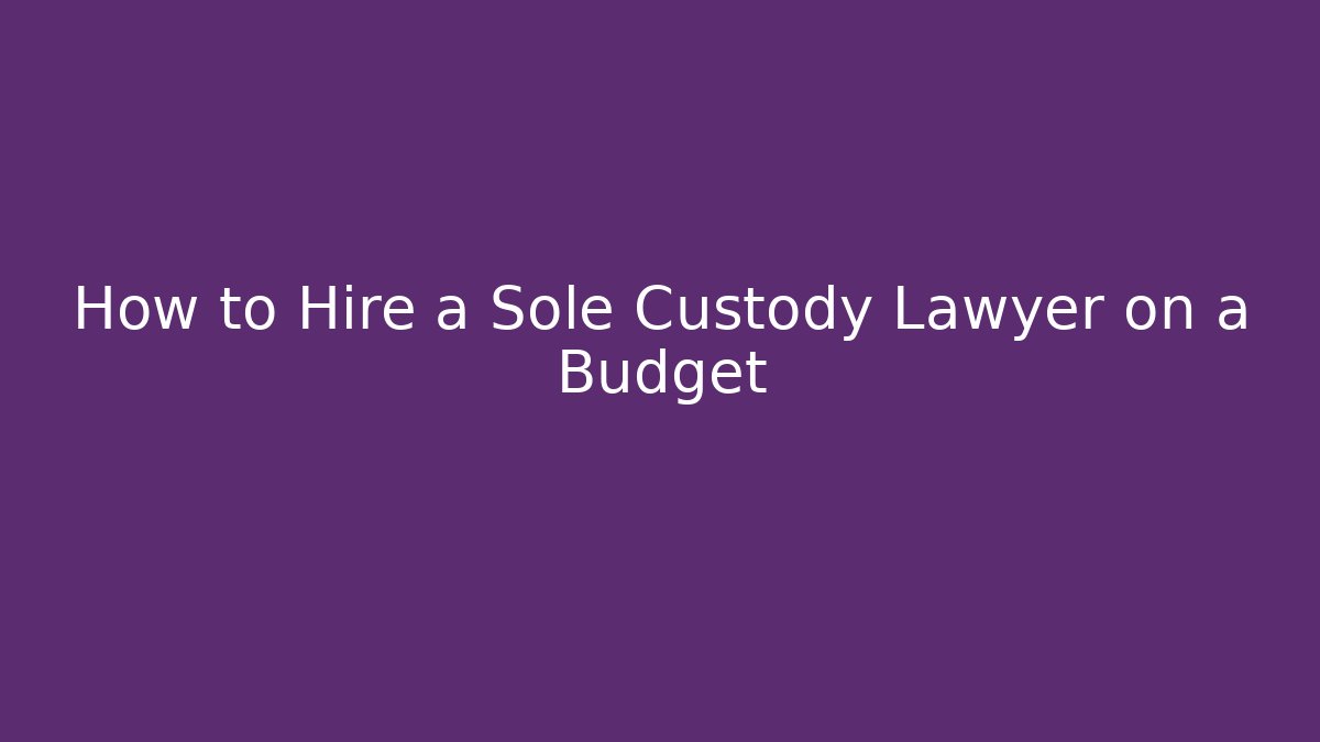 How to Hire a Sole Custody Lawyer on a Budget