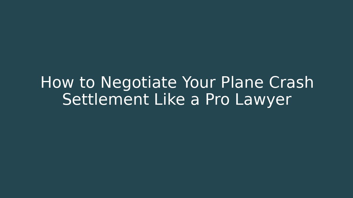 How to Negotiate Your Plane Crash Settlement Like a Pro Lawyer