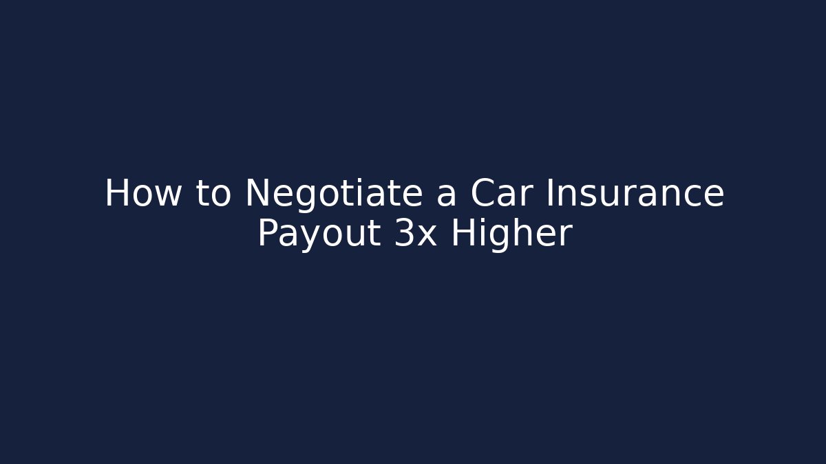 How to Negotiate a Car Insurance Payout 3x Higher