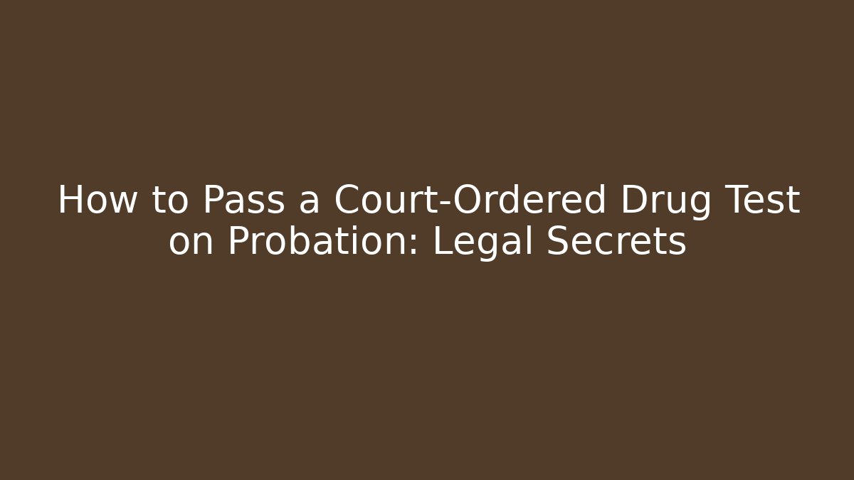 How to Pass a Court-Ordered Drug Test on Probation: Legal Secrets - WealthxGroup