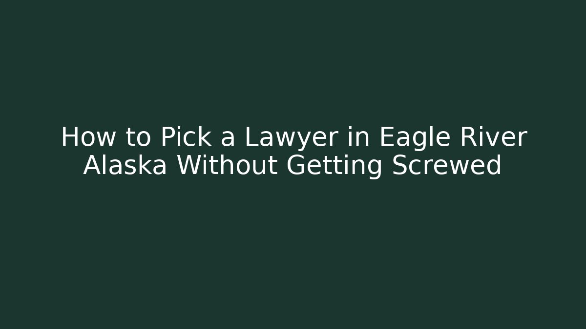 How to Pick a Lawyer in Eagle River Alaska Without Getting Screwed