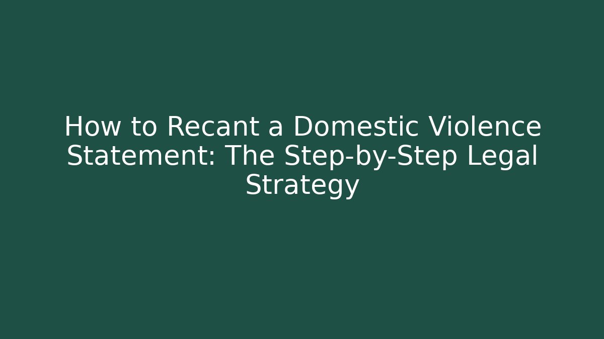 How to Recant a Domestic Violence Statement: The Step-by-Step Legal Strategy