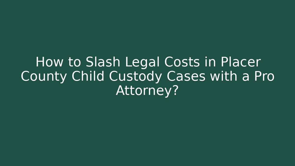 How to Slash Legal Costs in Placer County Child Custody Cases with a Pro Attorney?