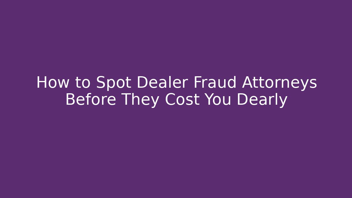 How to Spot Dealer Fraud Attorneys Before They Cost You Dearly