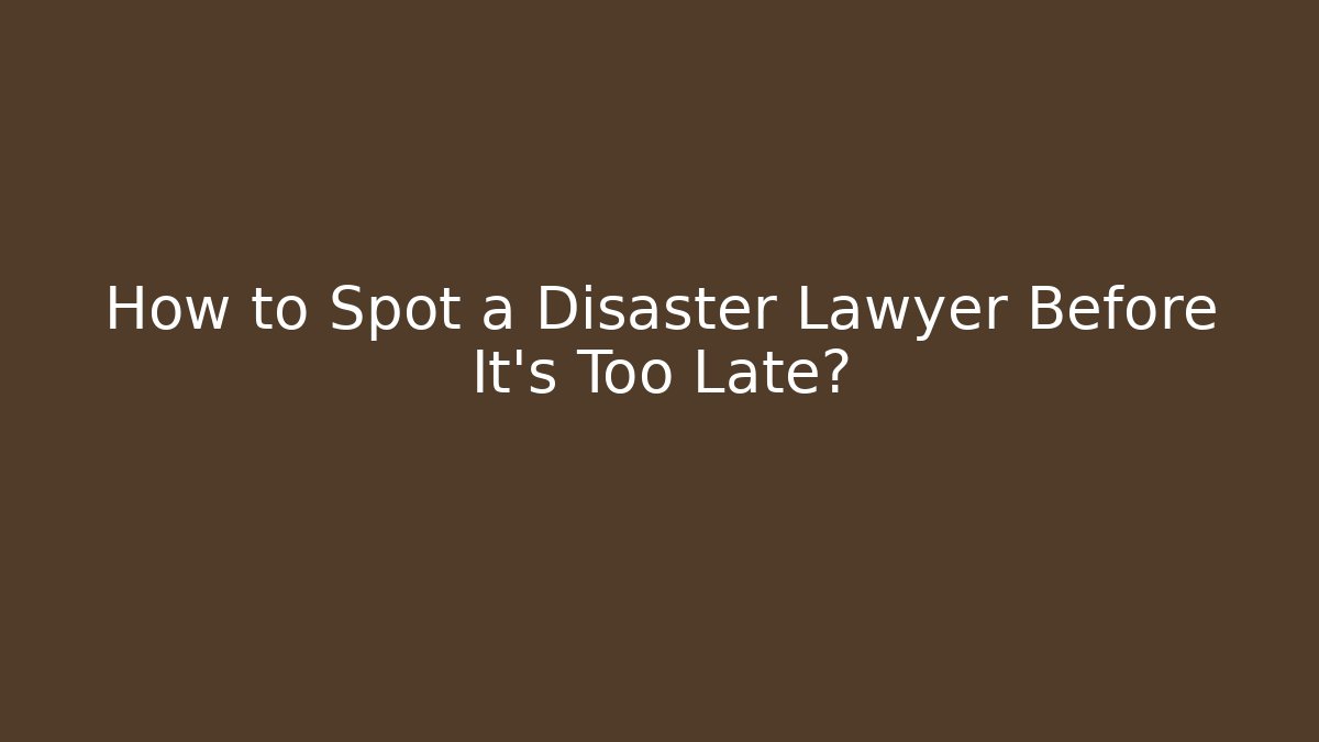 How to Spot a Disaster Lawyer Before It’s Too Late?