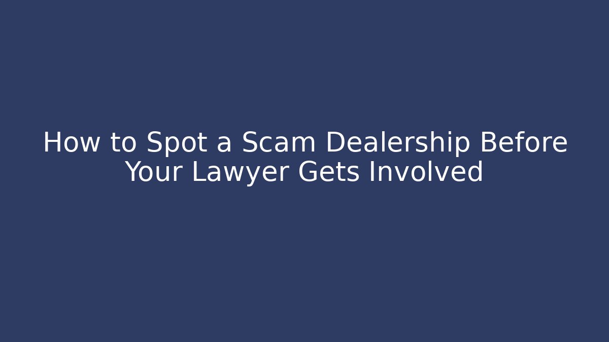 How to Spot a Scam Dealership Before Your Lawyer Gets Involved
