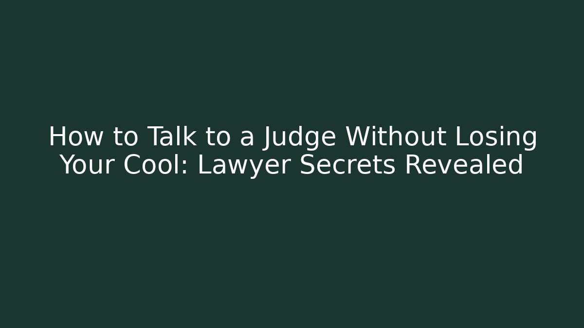 How to Talk to a Judge Without Losing Your Cool: Lawyer Secrets Revealed