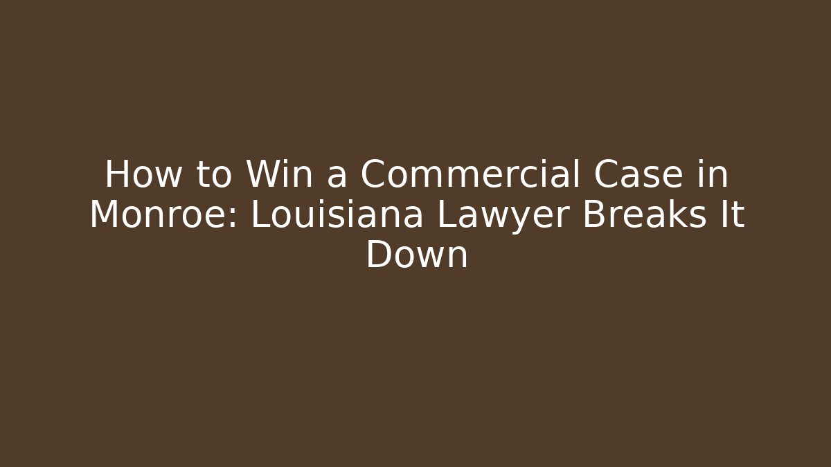 How to Win a Commercial Case in Monroe: Louisiana Lawyer Breaks It Down