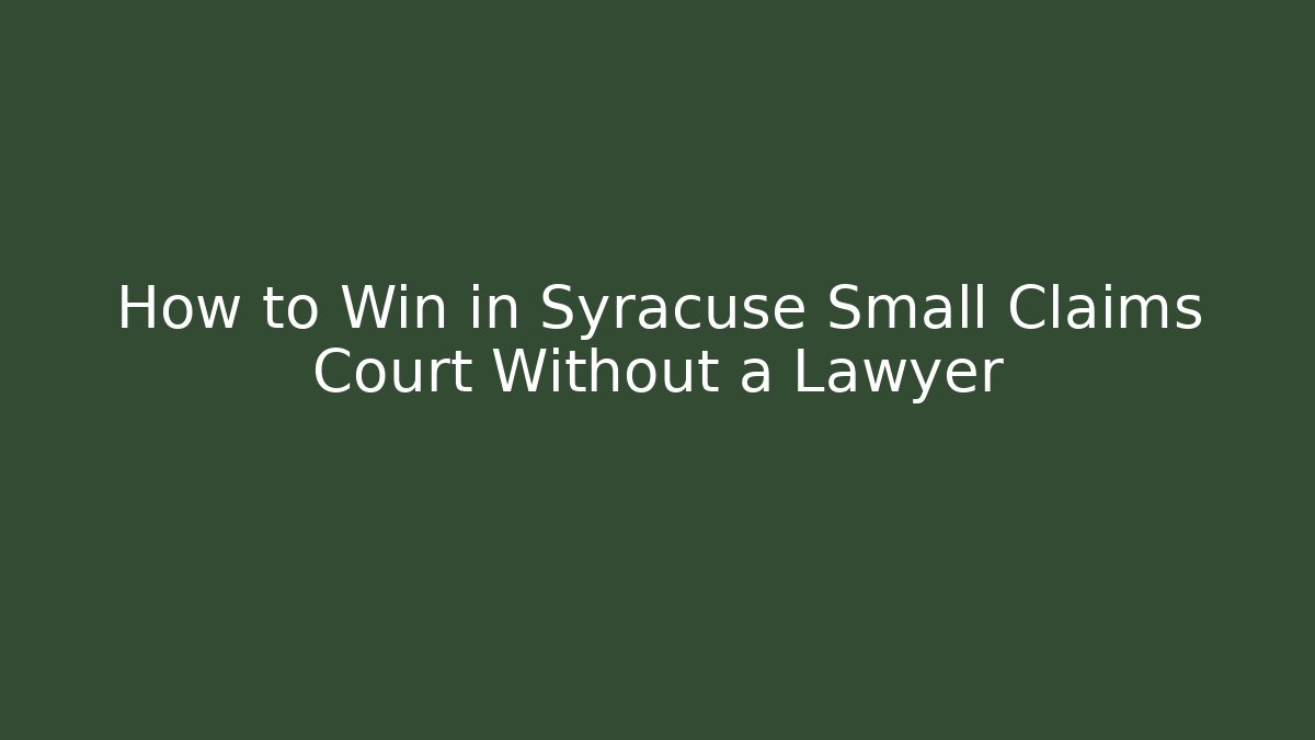 How to Win in Syracuse Small Claims Court Without a Lawyer - WealthxGroup