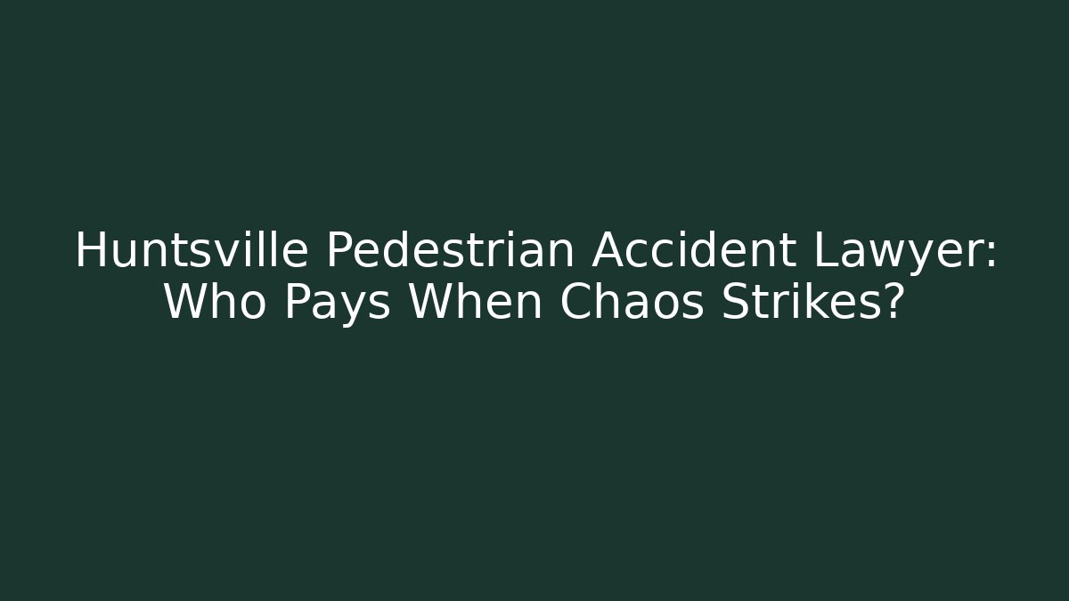 Huntsville Pedestrian Accident Lawyer: Who Pays When Chaos Strikes?