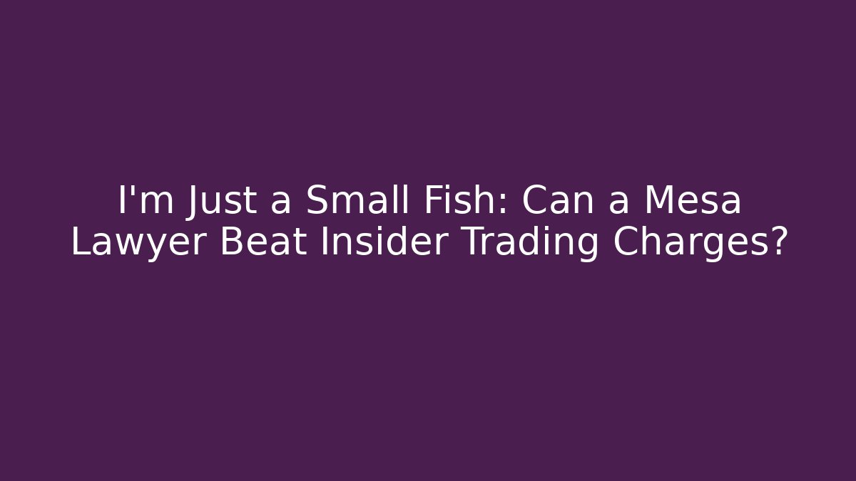 I'm Just a Small Fish: Can a Mesa Lawyer Beat Insider Trading Charges?