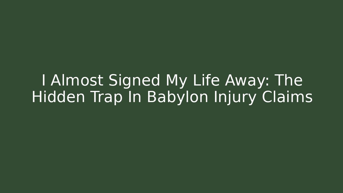 I Almost Signed My Life Away: The Hidden Trap In Babylon Injury Claims
