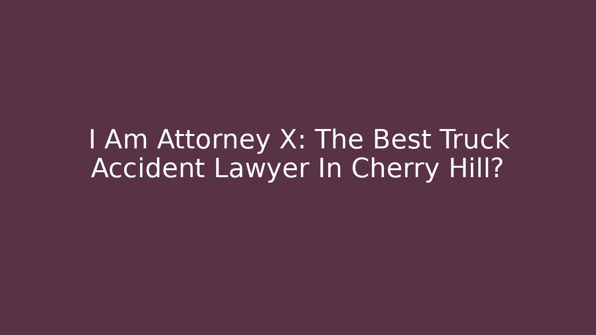 I Am Attorney X: The Best Truck Accident Lawyer In Cherry Hill?