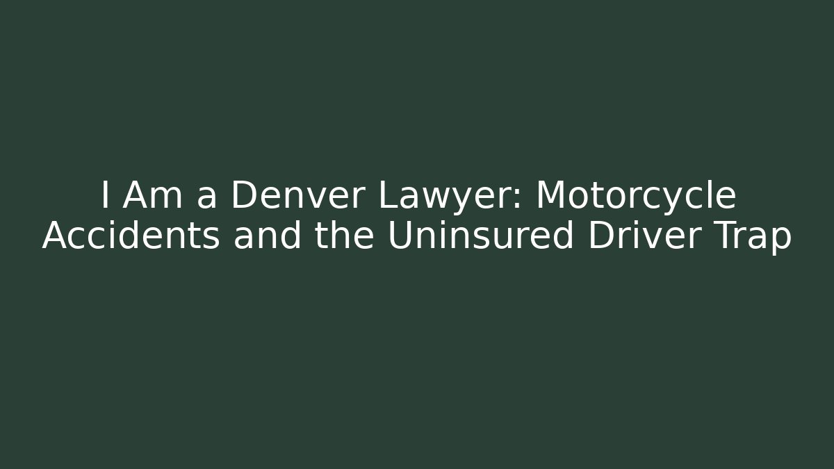 I Am a Denver Lawyer: Motorcycle Accidents and the Uninsured Driver Trap