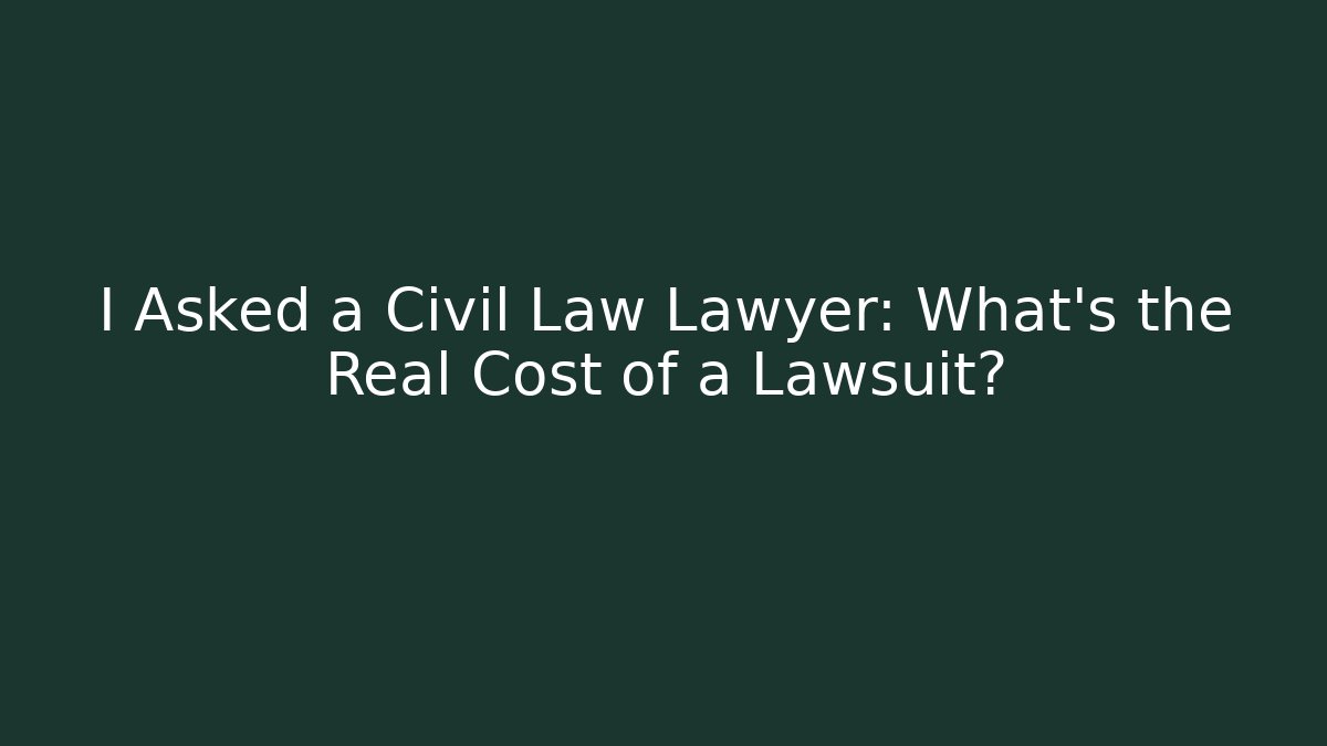 I Asked a Civil Law Lawyer: What’s the Real Cost of a Lawsuit?