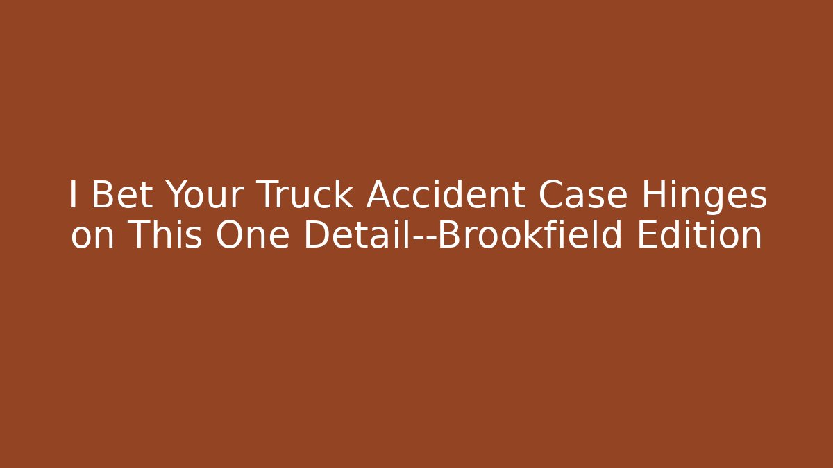 I Bet Your Truck Accident Case Hinges on This One Detail—Brookfield Edition