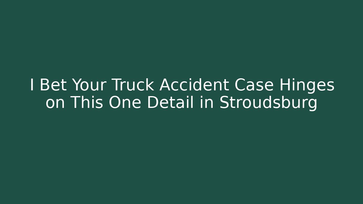 I Bet Your Truck Accident Case Hinges on This One Detail in Stroudsburg