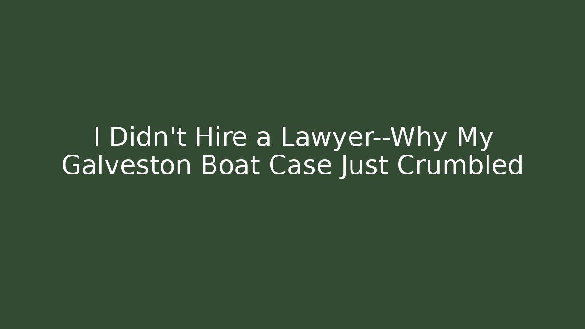 I Didn't Hire a Lawyer—Why My Galveston Boat Case Just Crumbled