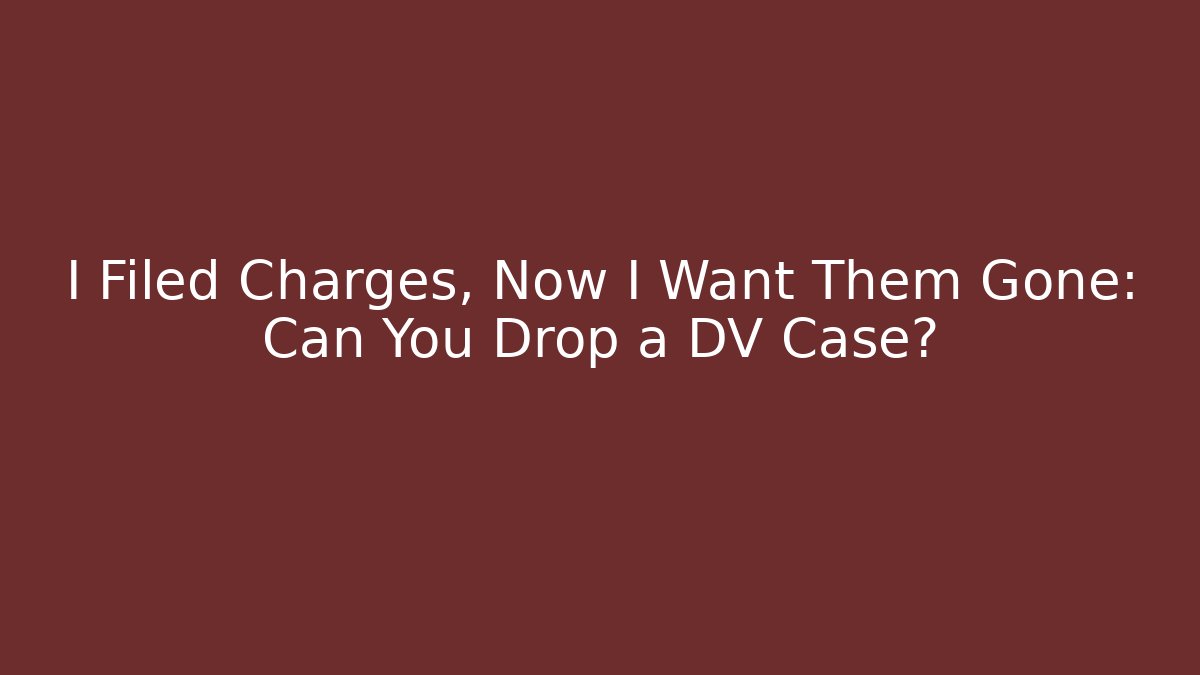 I Filed Charges, Now I Want Them Gone: Can You Drop a DV Case?