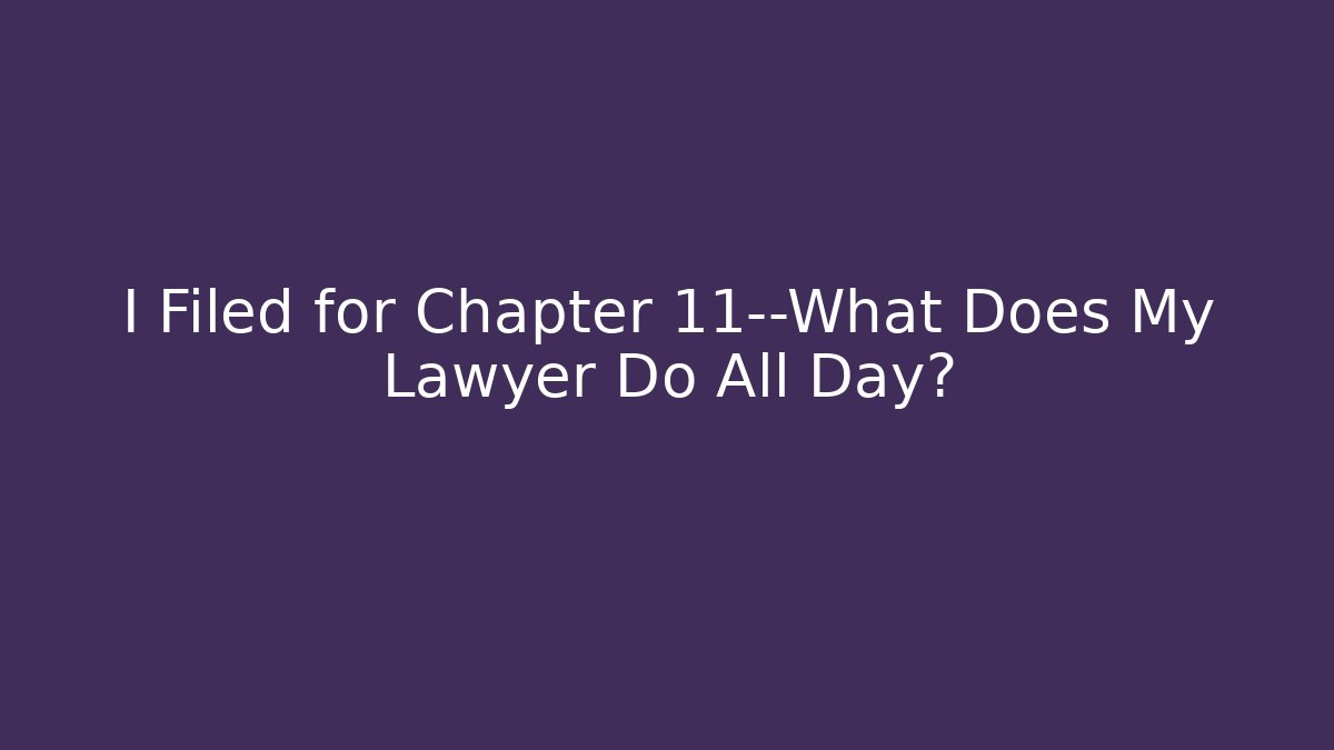 I Filed for Chapter 11—What Does My Lawyer Do All Day?