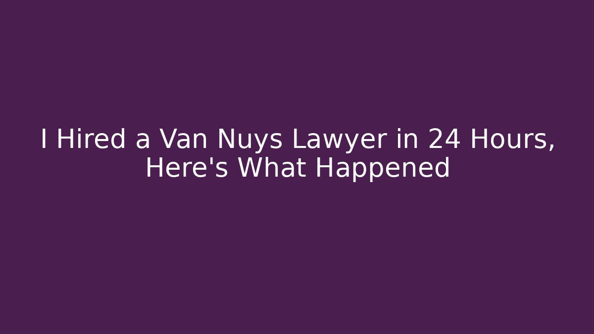 I Hired a Van Nuys Lawyer in 24 Hours, Here's What Happened