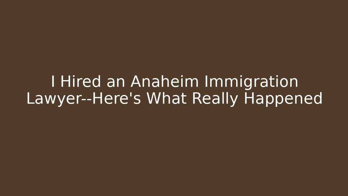 I Hired an Anaheim Immigration Lawyer—Here's What Really Happened