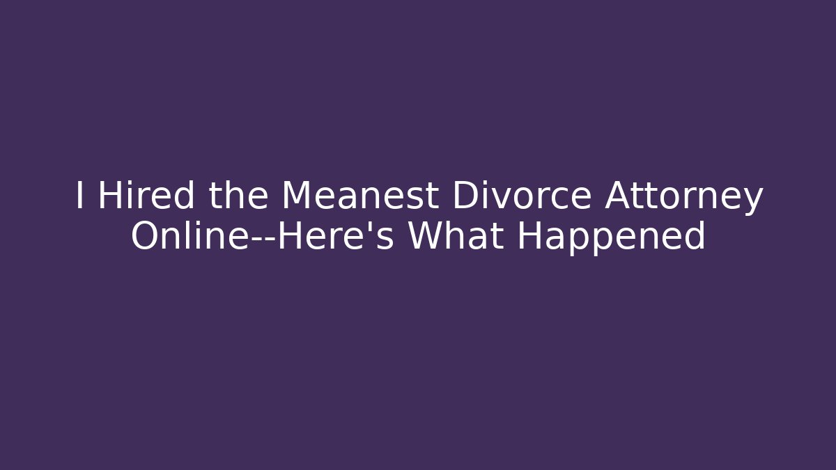 I Hired the Meanest Divorce Attorney Online—Here's What Happened