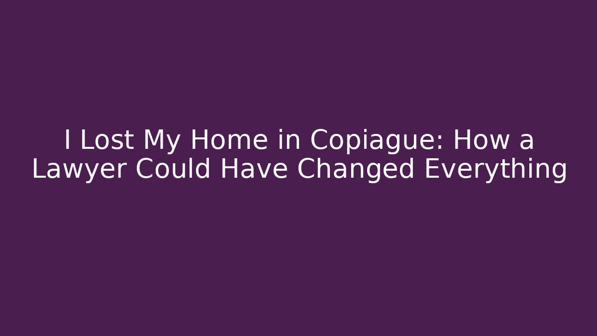 I Lost My Home in Copiague: How a Lawyer Could Have Changed Everything