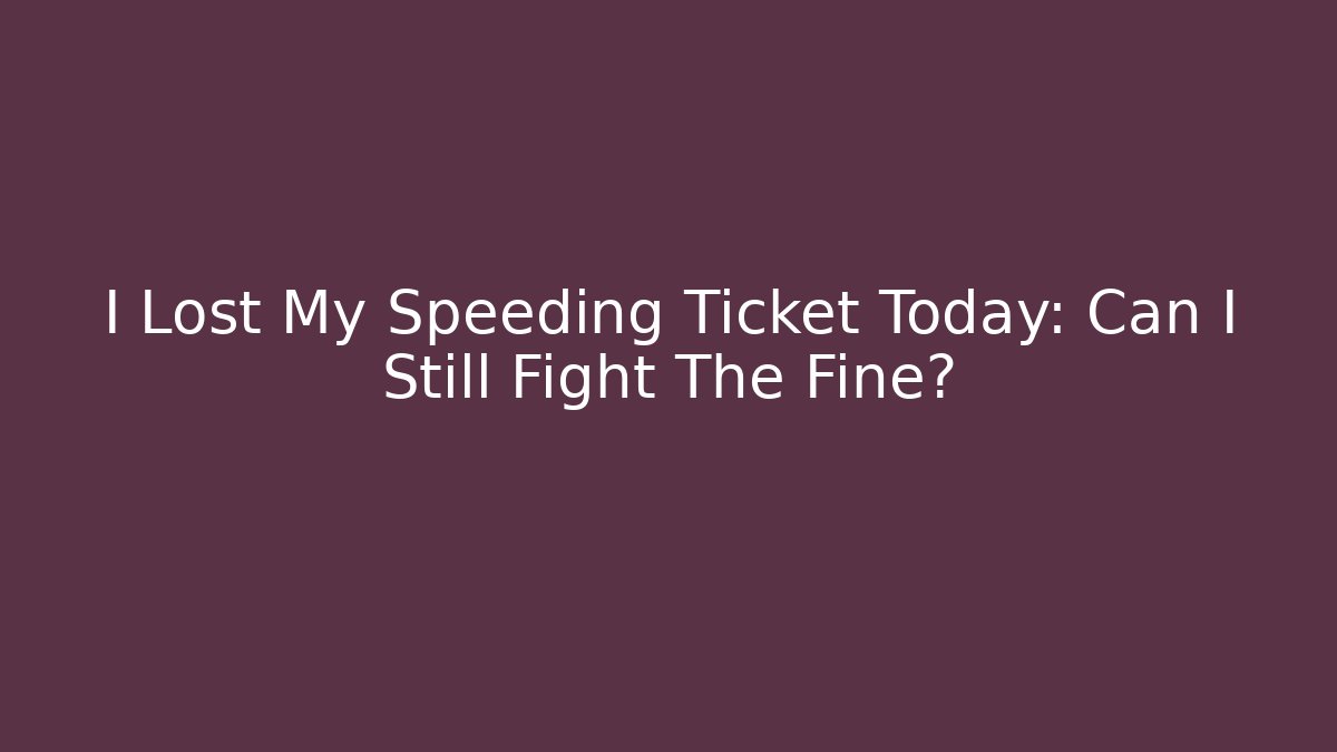 I Lost My Speeding Ticket Today: Can I Still Fight The Fine?