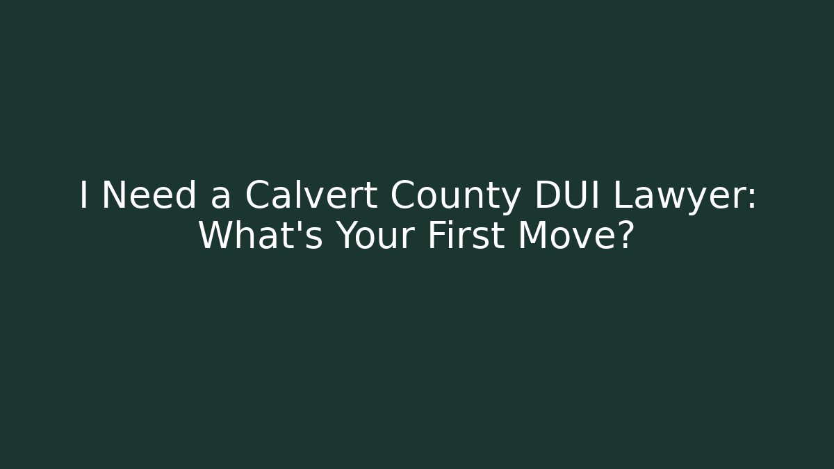 I Need a Calvert County DUI Lawyer: What’s Your First Move?