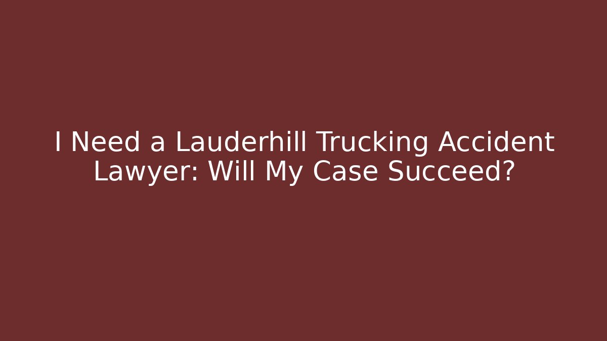 I Need a Lauderhill Trucking Accident Lawyer: Will My Case Succeed?
