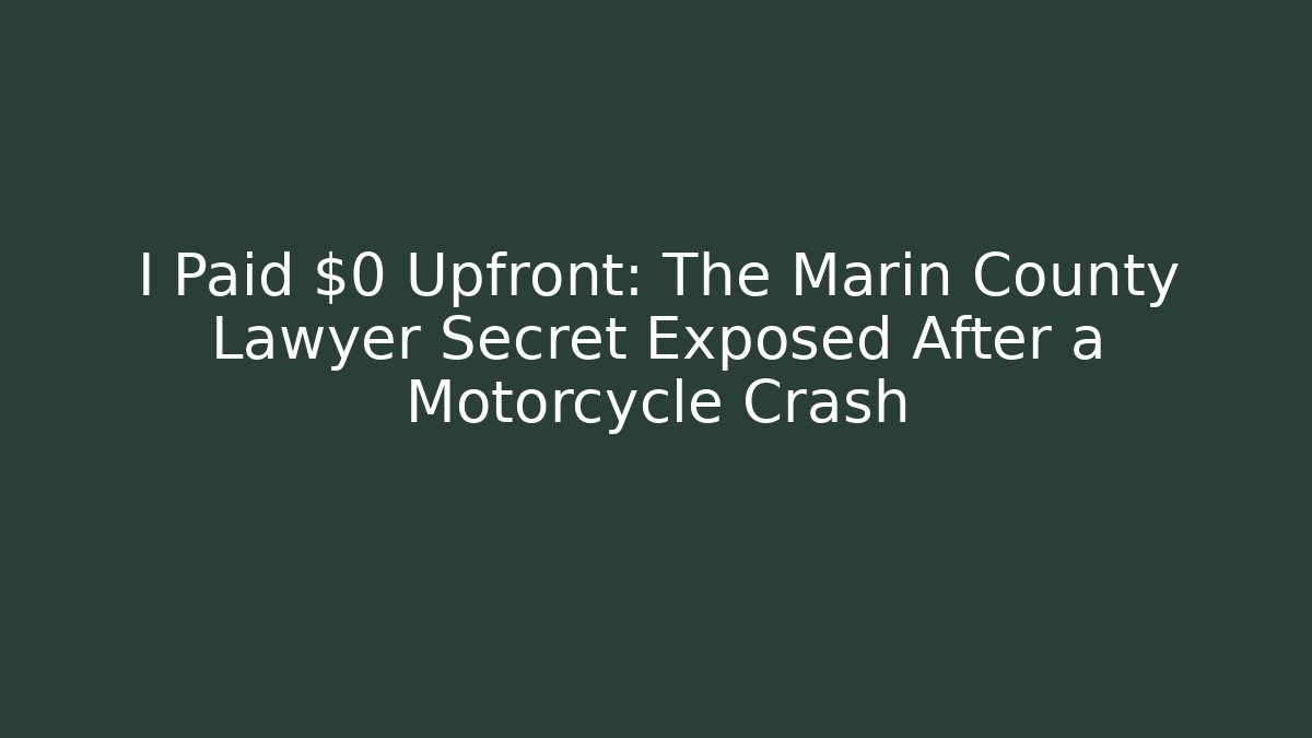 I Paid $0 Upfront: The Marin County Lawyer Secret Exposed After a Motorcycle Crash - WealthxGroup