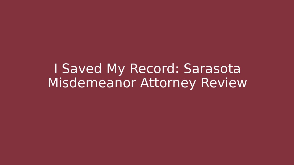 I Saved My Record: Sarasota Misdemeanor Attorney Review